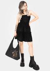 Gorgon Snake Embroidered Faux Suede Tote Bag