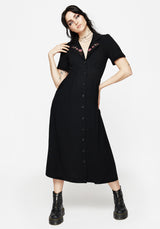 Aster Embroidered Collar Midi Shirt Dress