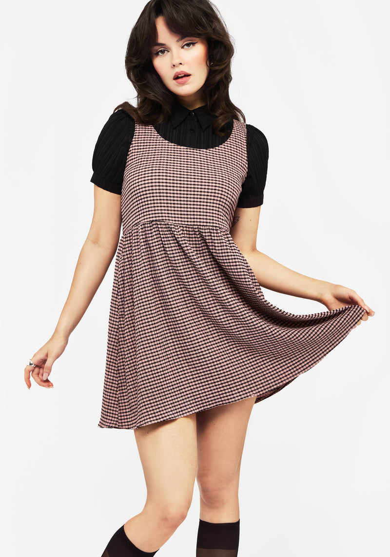 Midora Crinkle Check Mini Skater Dress