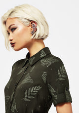 Callopistria Moth Print Midi Shirt Dress - Green