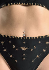 Sola Embroidered High Waist Bikini Bottom