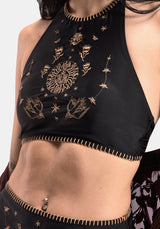 Sola Embroidered Halter Tie Back Bikini Top