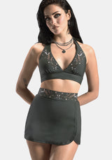 Abellona Embroidered Halter Neck Bikini Top