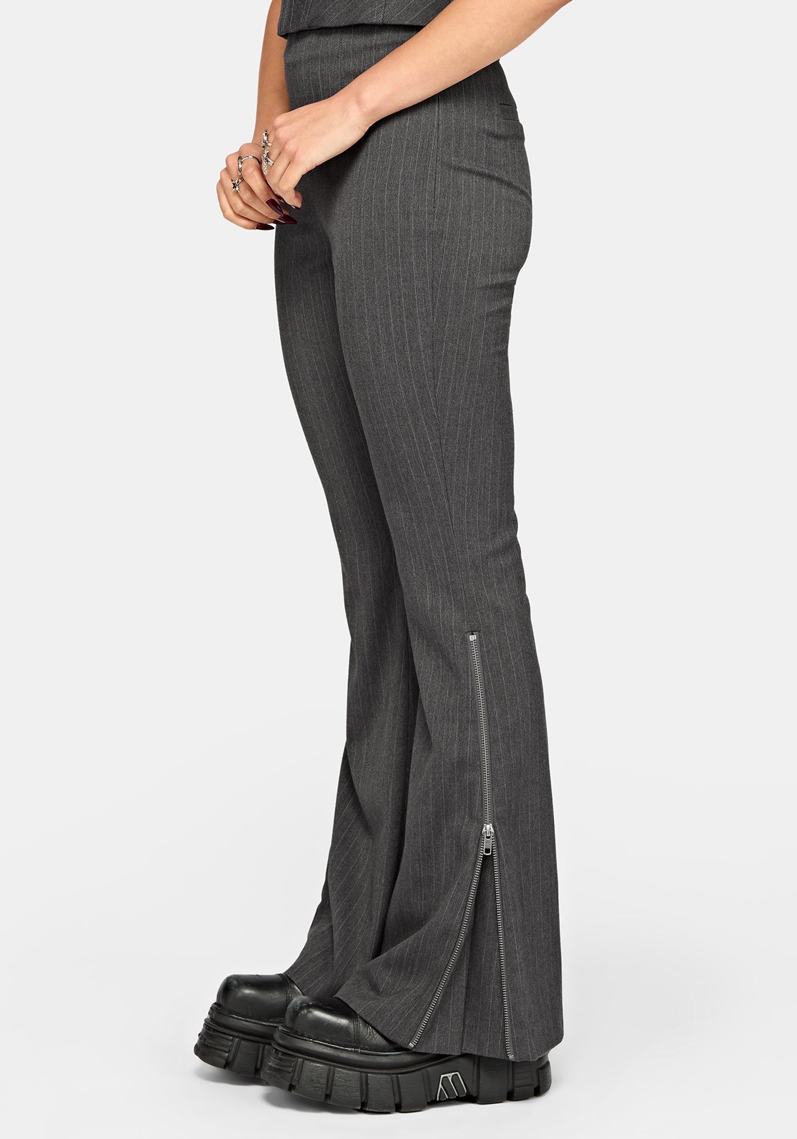 Lea Pinstripe Zip Bootcut Trouser