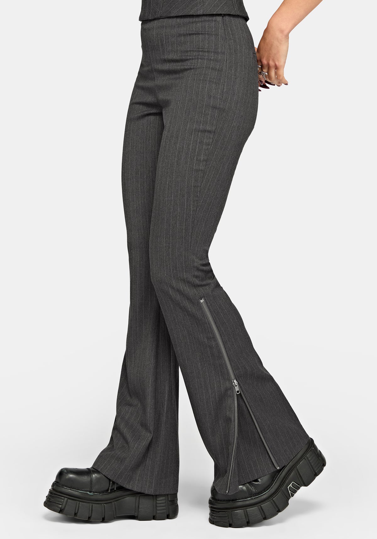 Lea Pinstripe Zip Bootcut Trouser