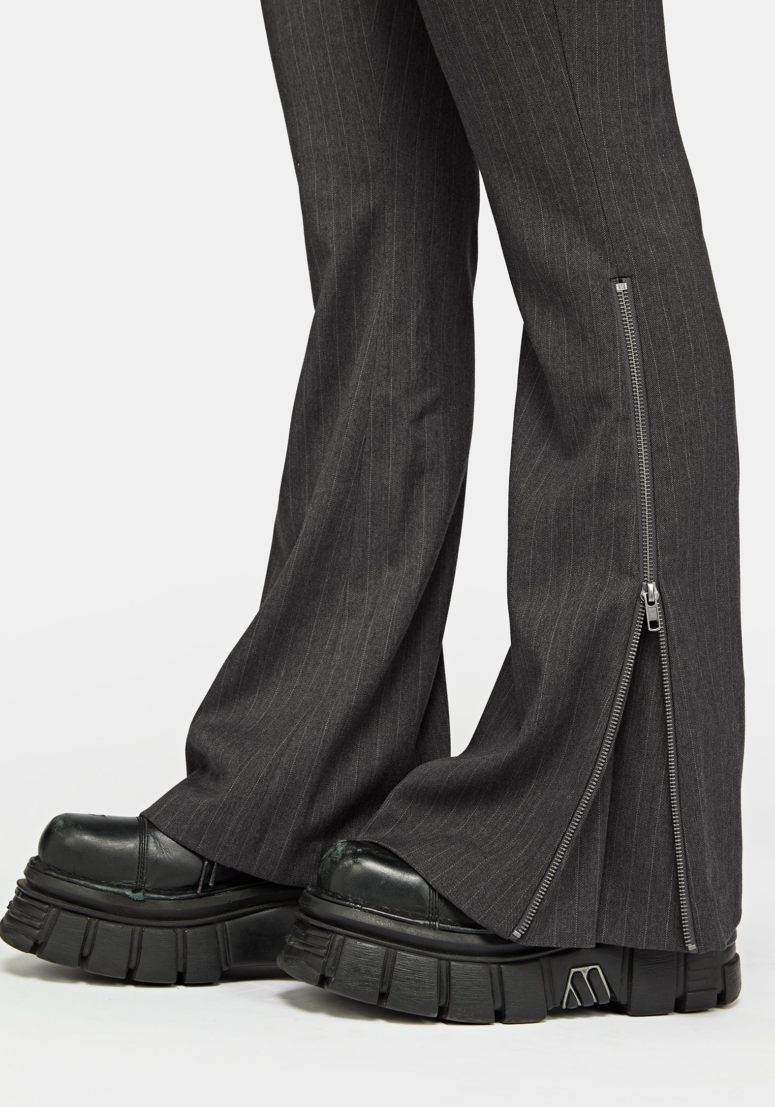 Lea Pinstripe Zip Bootcut Trouser