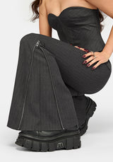 Lea Pinstripe Zip Bootcut Trouser