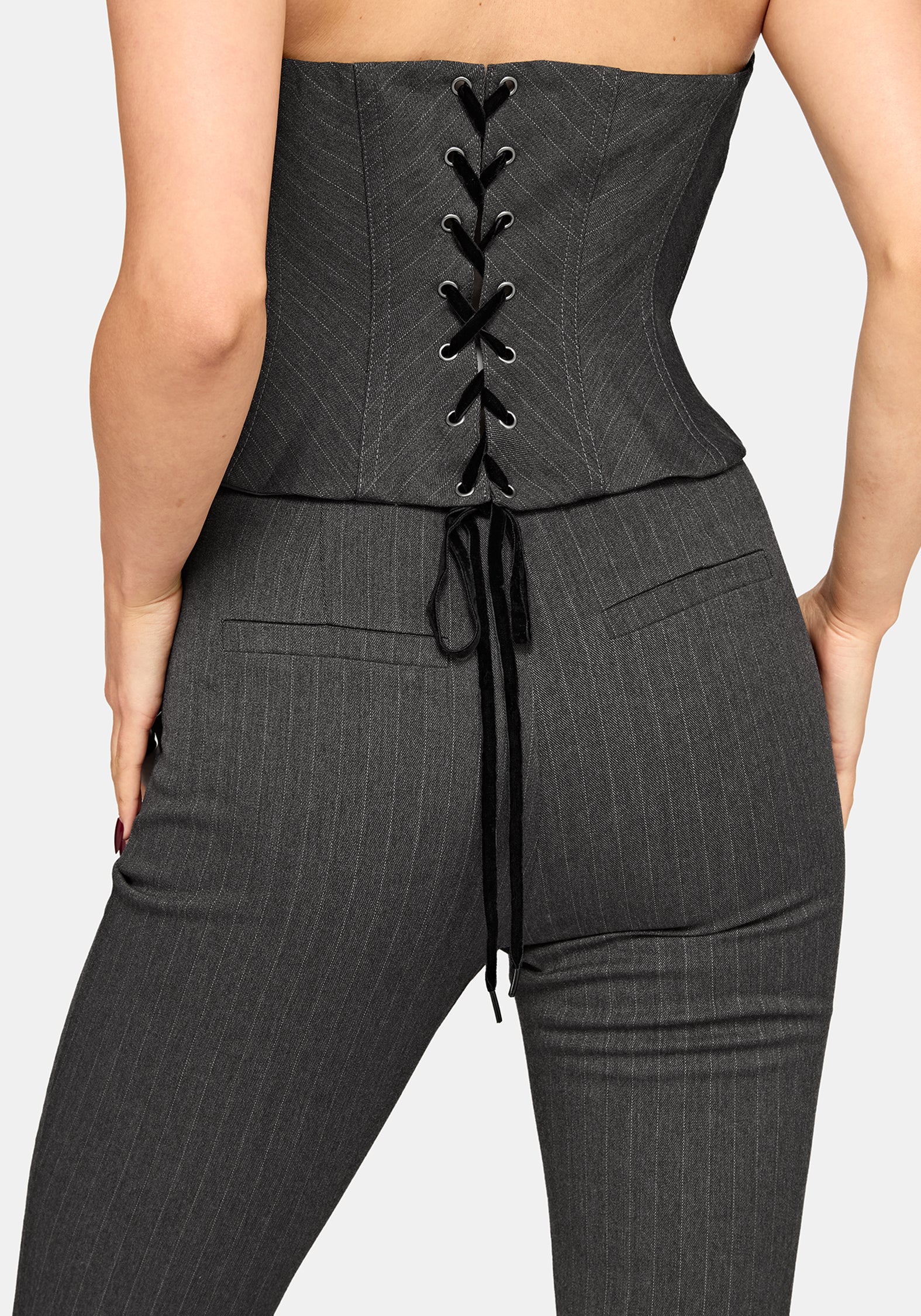 Lea Pinstripe Zip Bootcut Trouser
