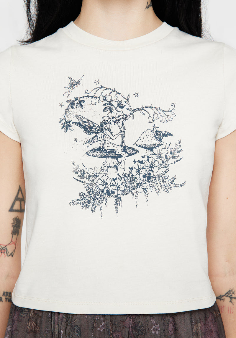 Maypole Cotton Fairy Print Crop T-Shirt
