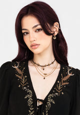 Abellona Embroidered Tie Front Blouse