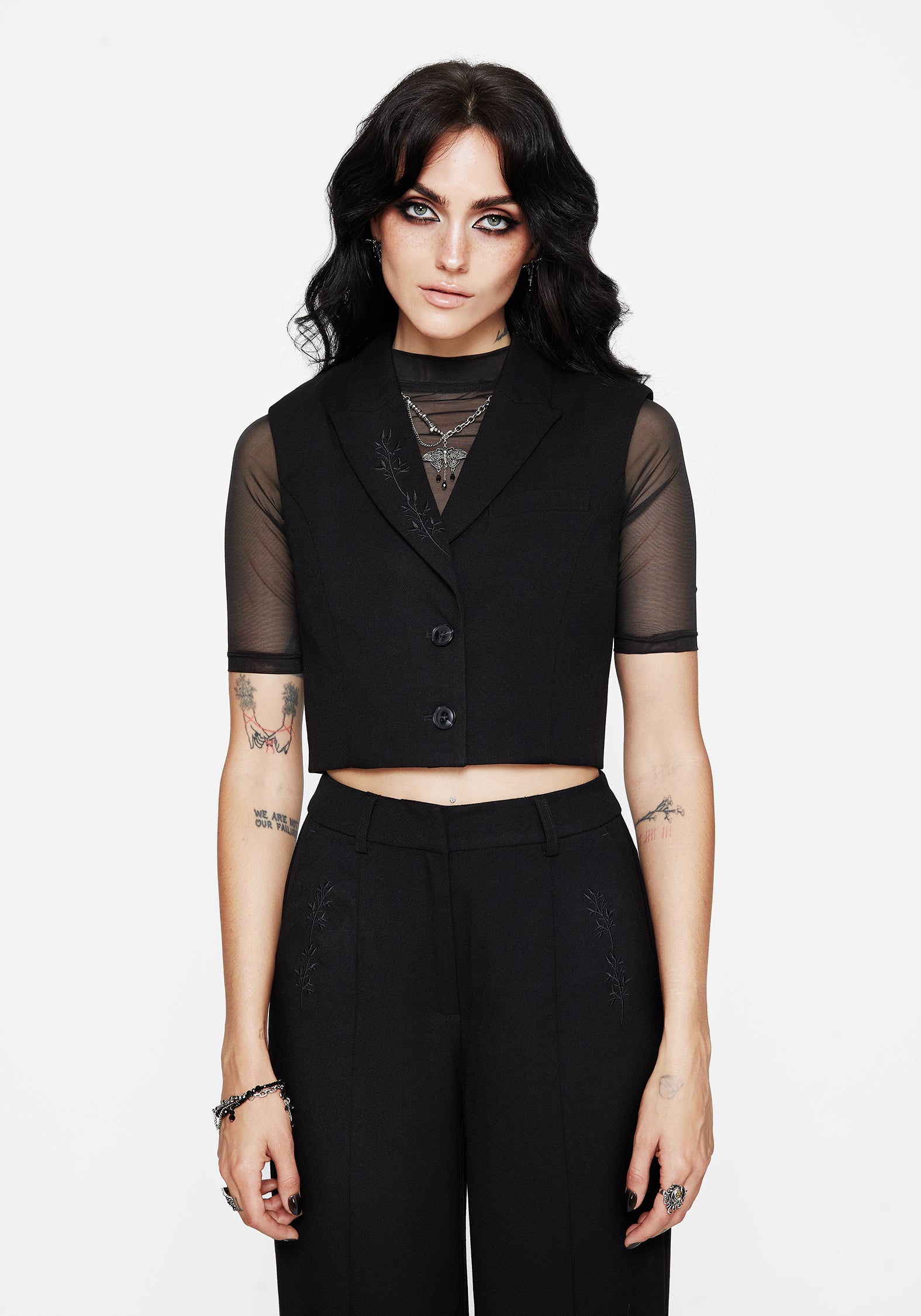 Thora Embroidered Crop Waistcoat