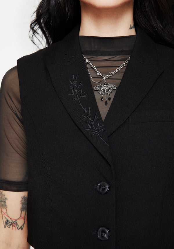 Thora Embroidered Crop Waistcoat