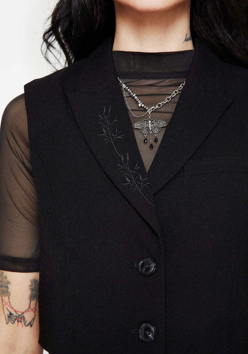 Thora Embroidered Crop Waistcoat