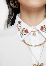 Dewdrop Cotton Embroidered Collar Shirt
