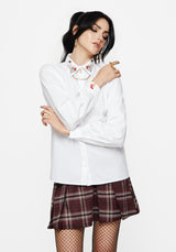 Dewdrop Cotton Embroidered Collar Shirt