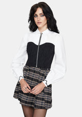 Adelinda Cotton Corset Detail Zip Front Shirt