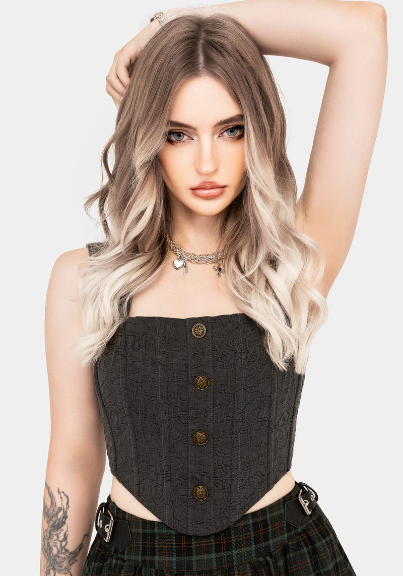 Ombra Button Front Sleeveless Corset Top