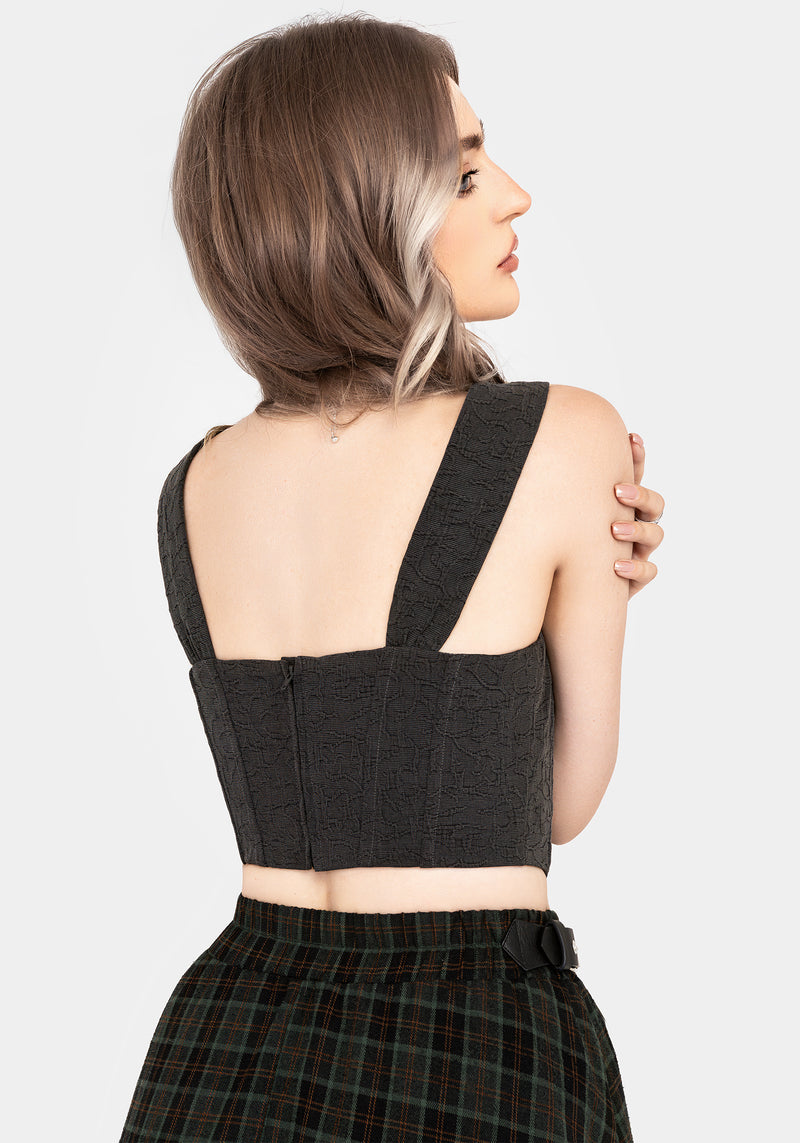 Ombra Button Front Sleeveless Corset Top