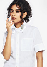 Koax Cotton Check Embroidered Button Up Shirt