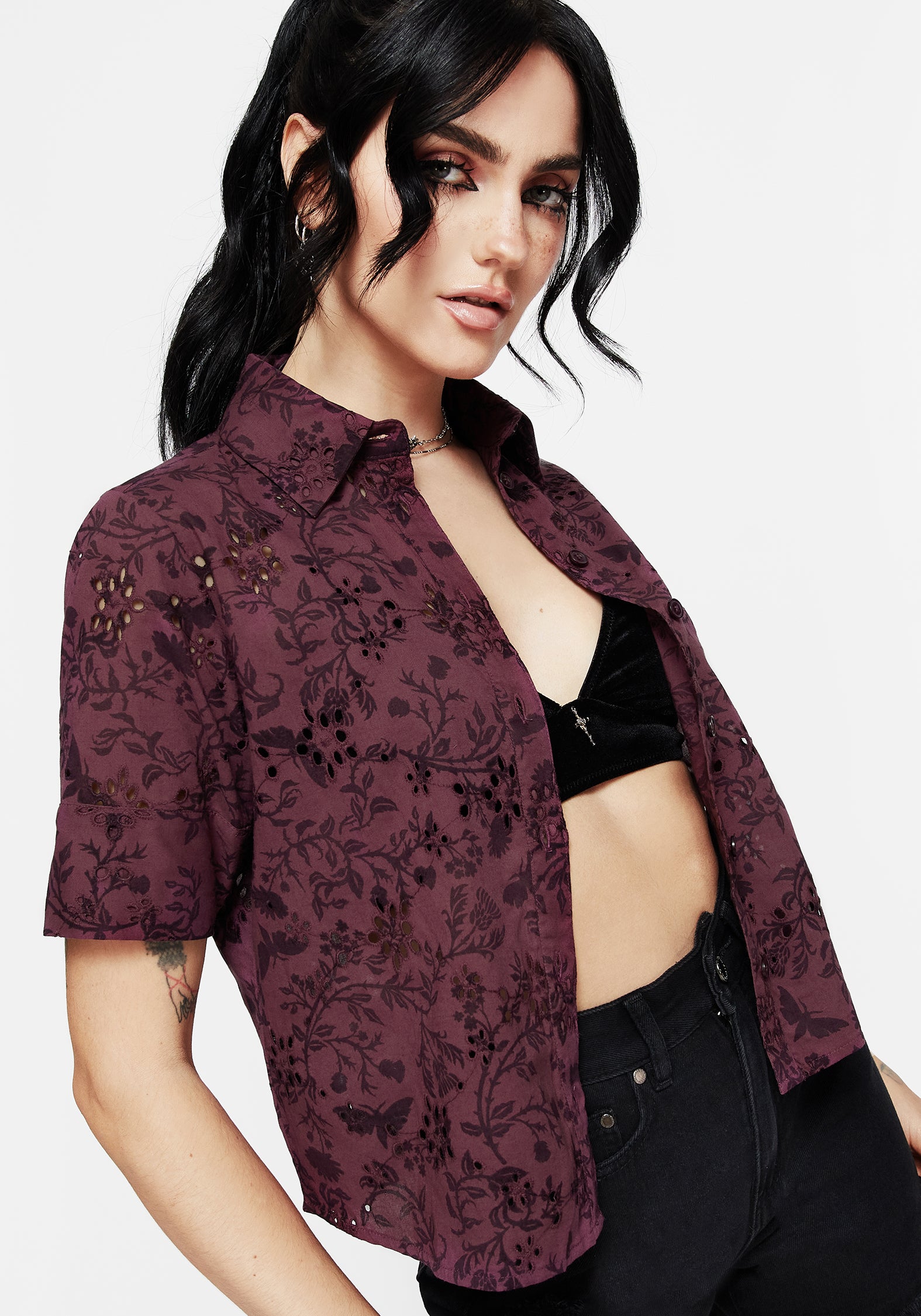 Morgana Cotton Broderie Button Up Shirt