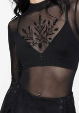 Cybele Floral Flocked Mesh Bodysuit