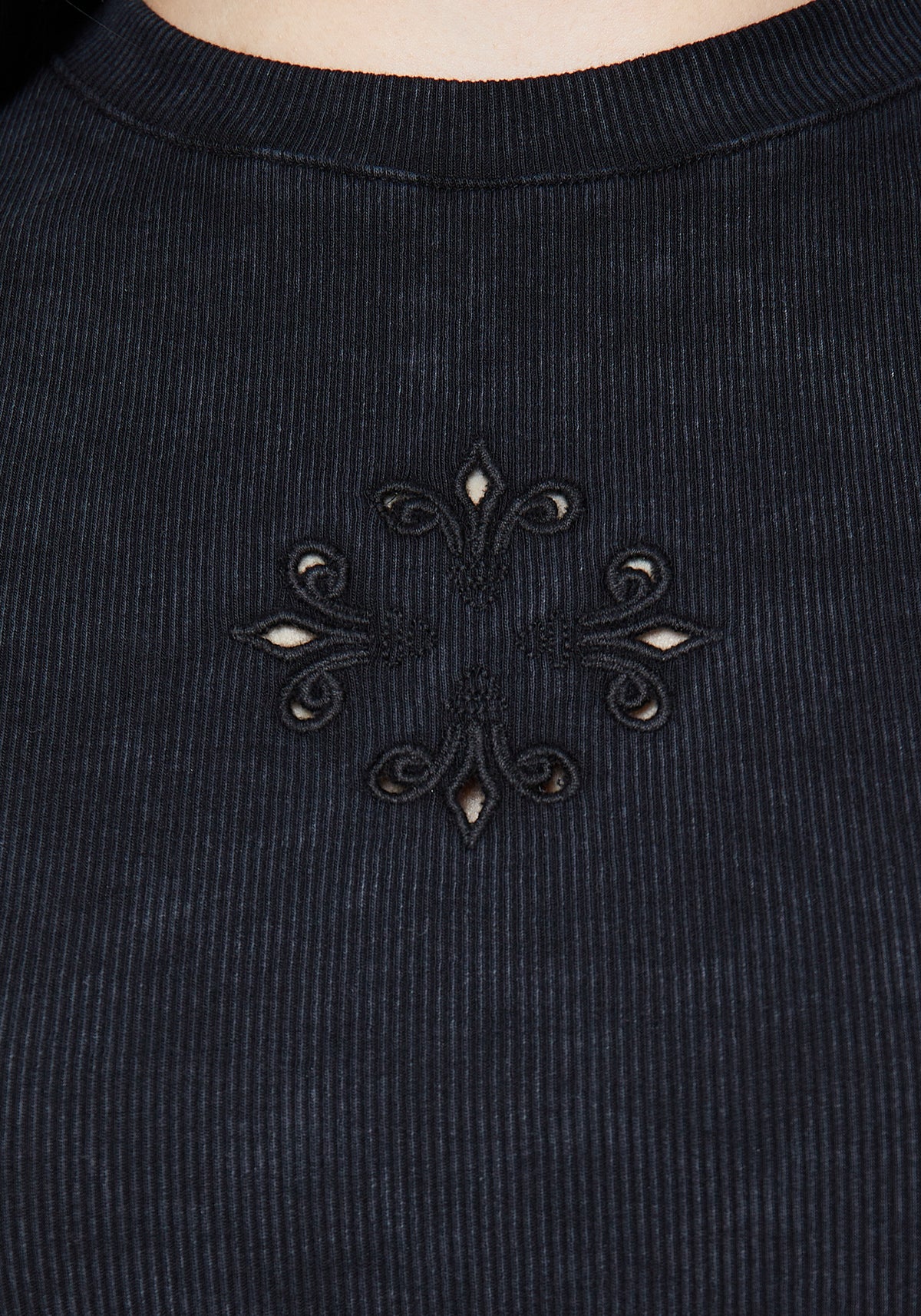 Christina Cotton Cut Out Detail Washed T-Shirt
