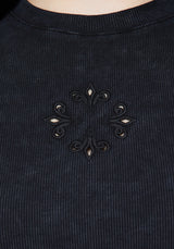 Christina Cotton Cut Out Detail Washed T-Shirt