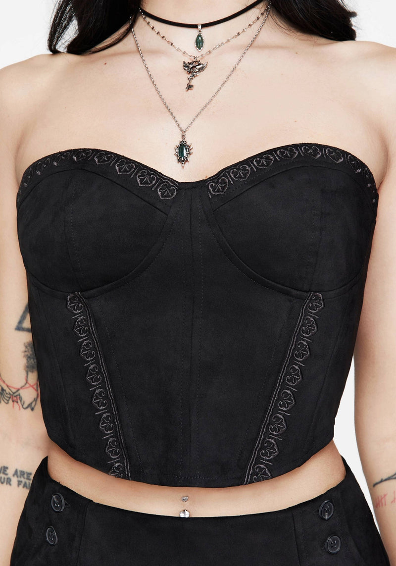 Lauma Faux Suede Corset Top