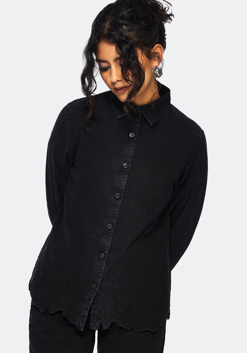 Ceres Cotton Moth Broderie Hem Shirt