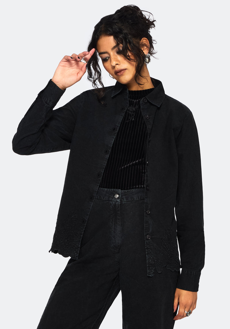 Ceres Cotton Moth Broderie Hem Shirt