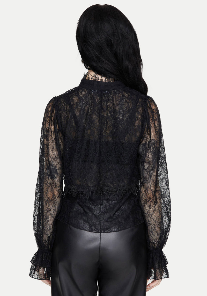 Darkwave Tie Neck Lace Blouse