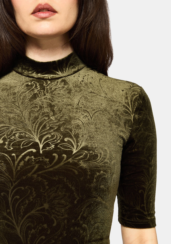 Thornshade High Neck Velour Bodysuit