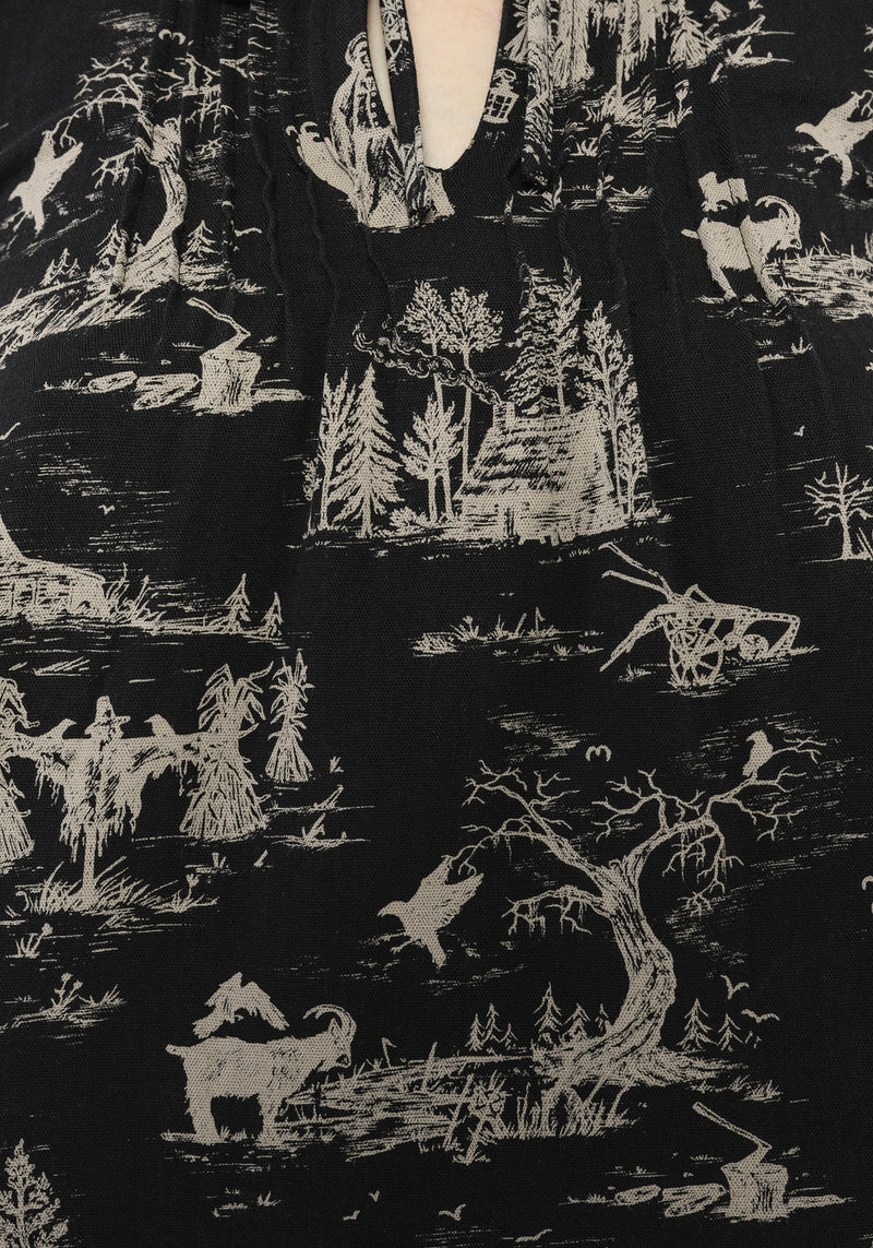 Lacelle Cotton Smock Print Blouse