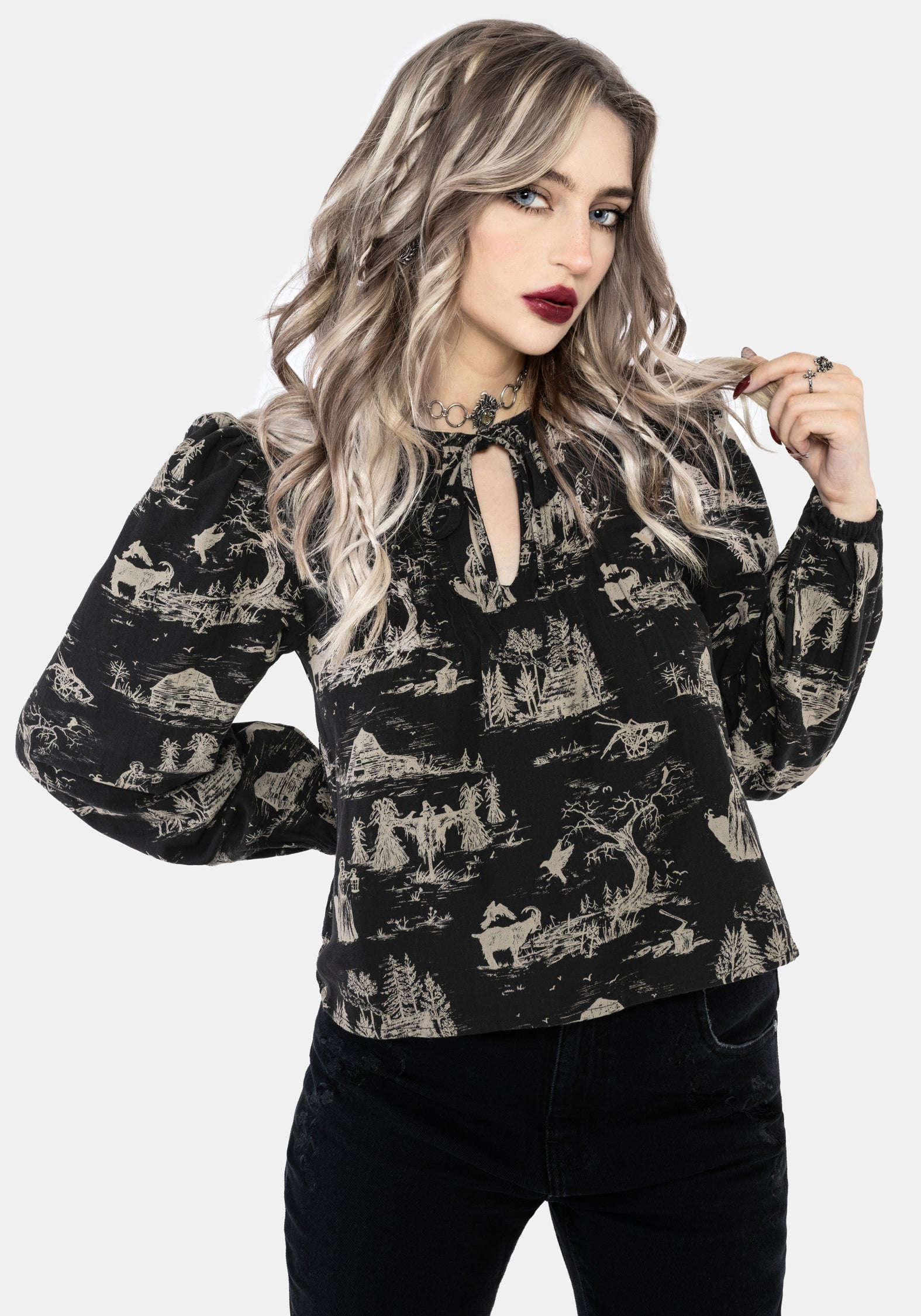 Lacelle Cotton Smock Print Blouse