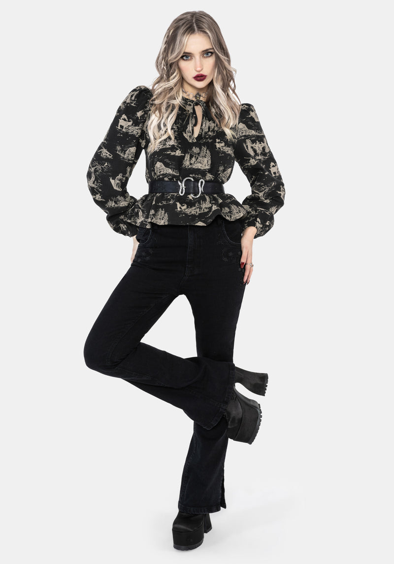 Lacelle Cotton Smock Print Blouse