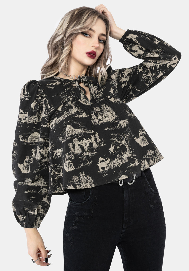 Lacelle Cotton Smock Print Blouse