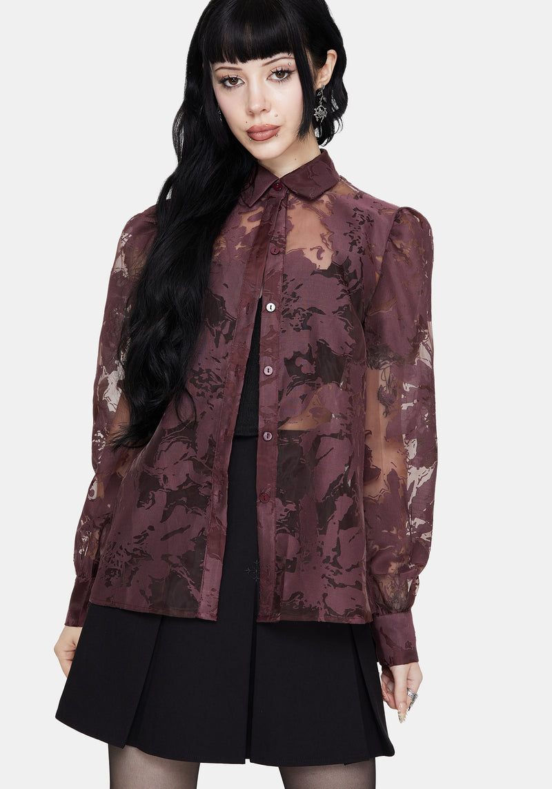Spectre Sheer Regular Fit Shirt - Burgundy