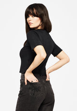 Faye Cotton-Blend Floral Embroidered Waffle Button Up Top