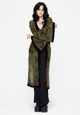 Jael Flocked Longline Mesh Kimono