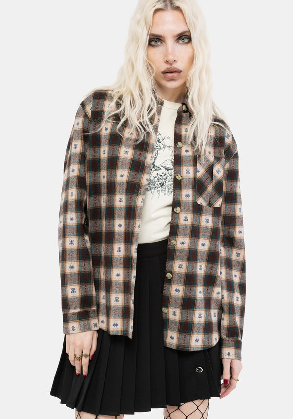 Emily Cotton Check Oversized Longline Shirt