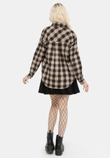 Emily Cotton Check Oversized Longline Shirt