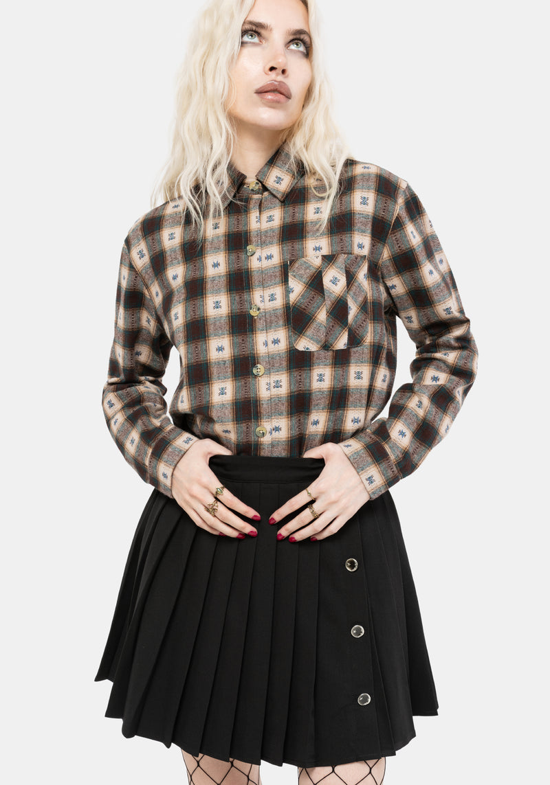 Emily Cotton Check Oversized Longline Shirt
