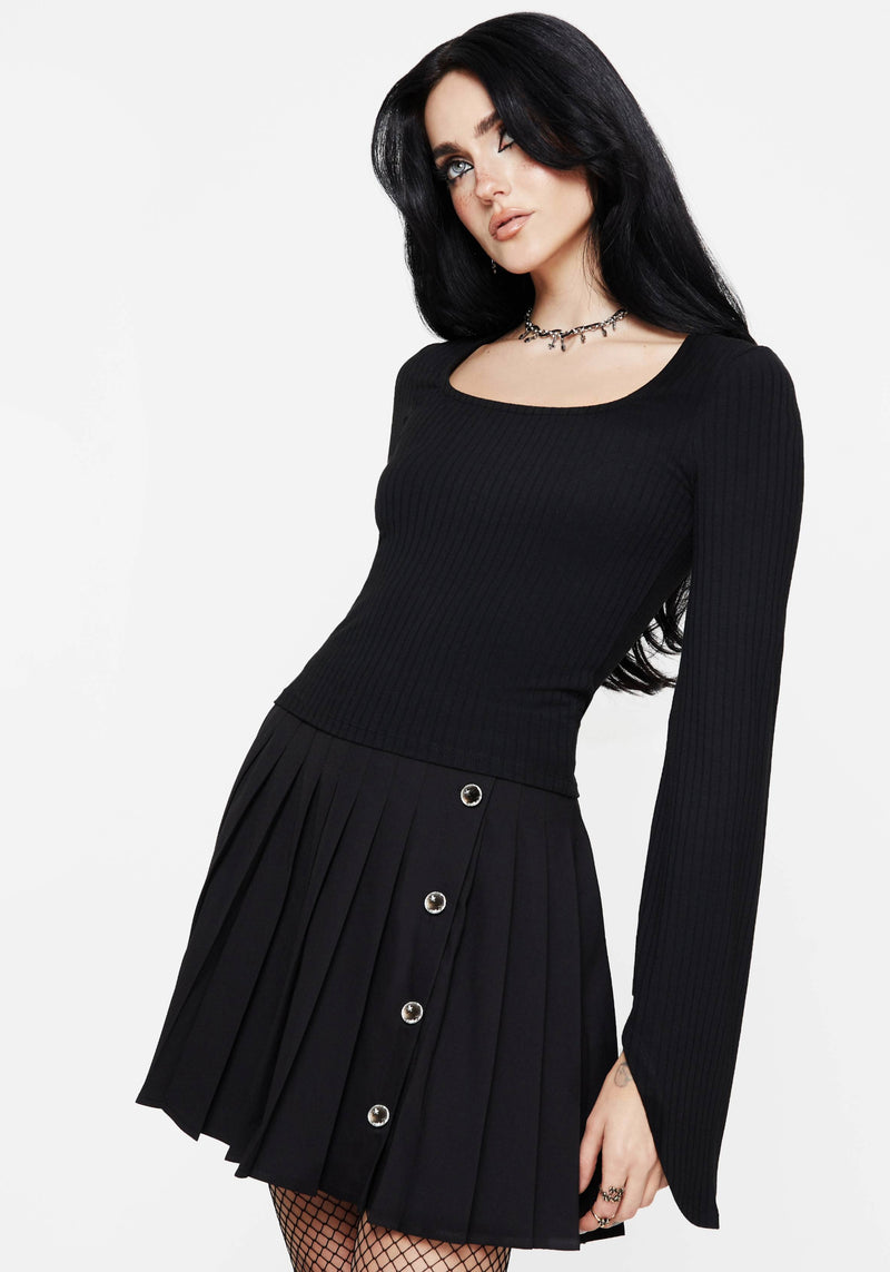 Amata Square Neck Flared Long Sleeve Top