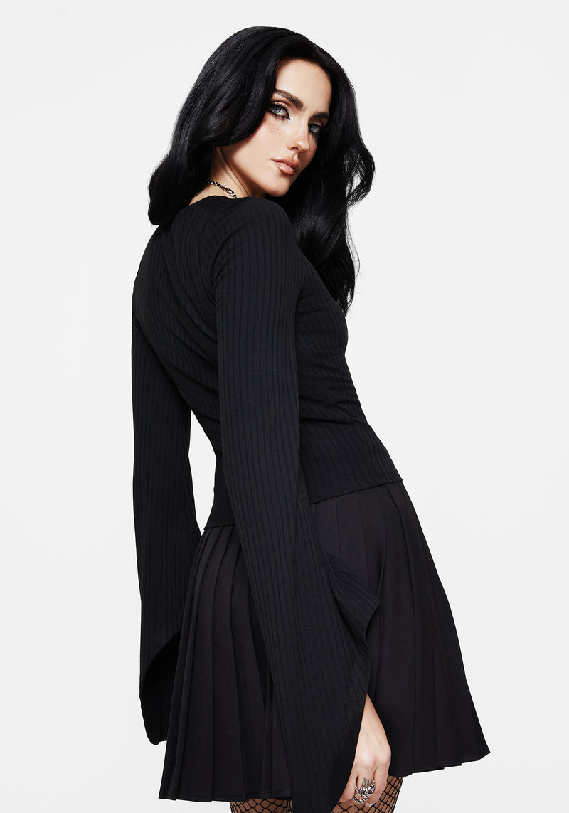 Amata Square Neck Flared Long Sleeve Top