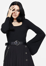 Amata Square Neck Flared Long Sleeve Top