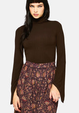 Amata Flared Sleeve Top - Brown