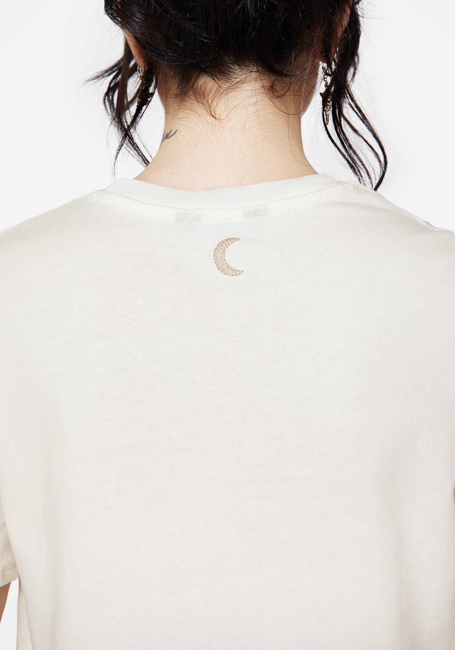 Griffinfly Cotton Embroidered Jersey Cropped T-Shirt