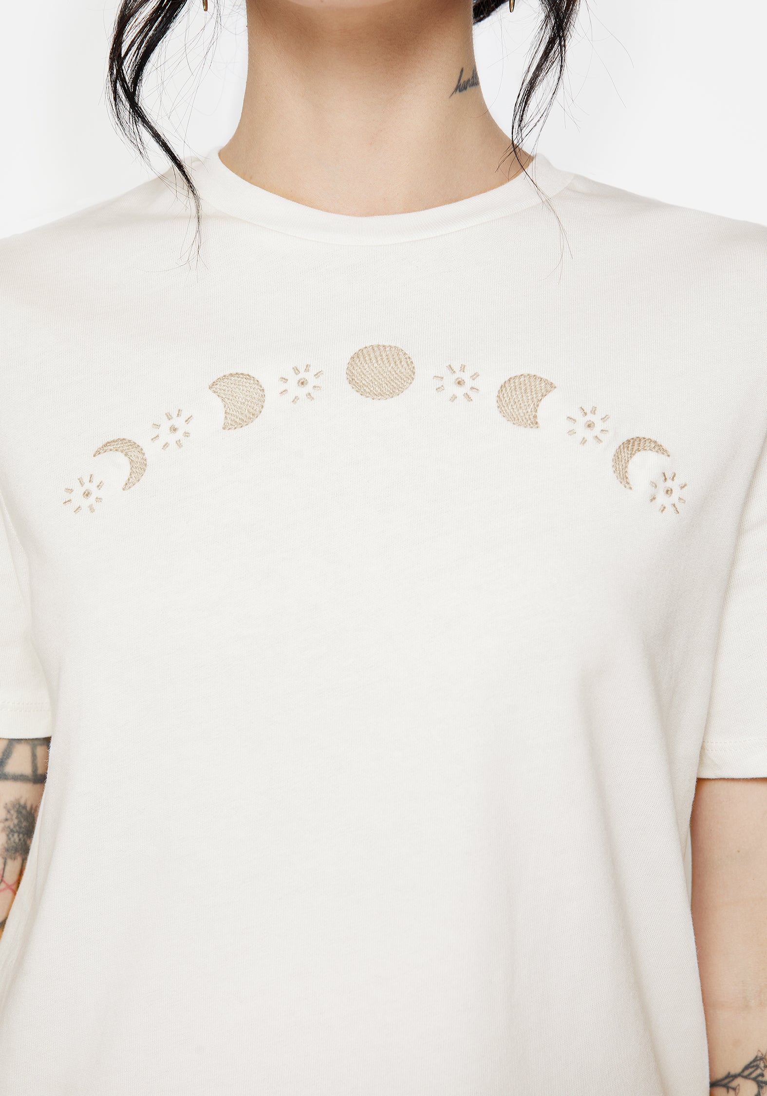 Griffinfly Cotton Embroidered Jersey Cropped T-Shirt