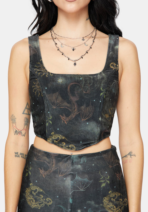 Phoenix Dragon Velour Corset