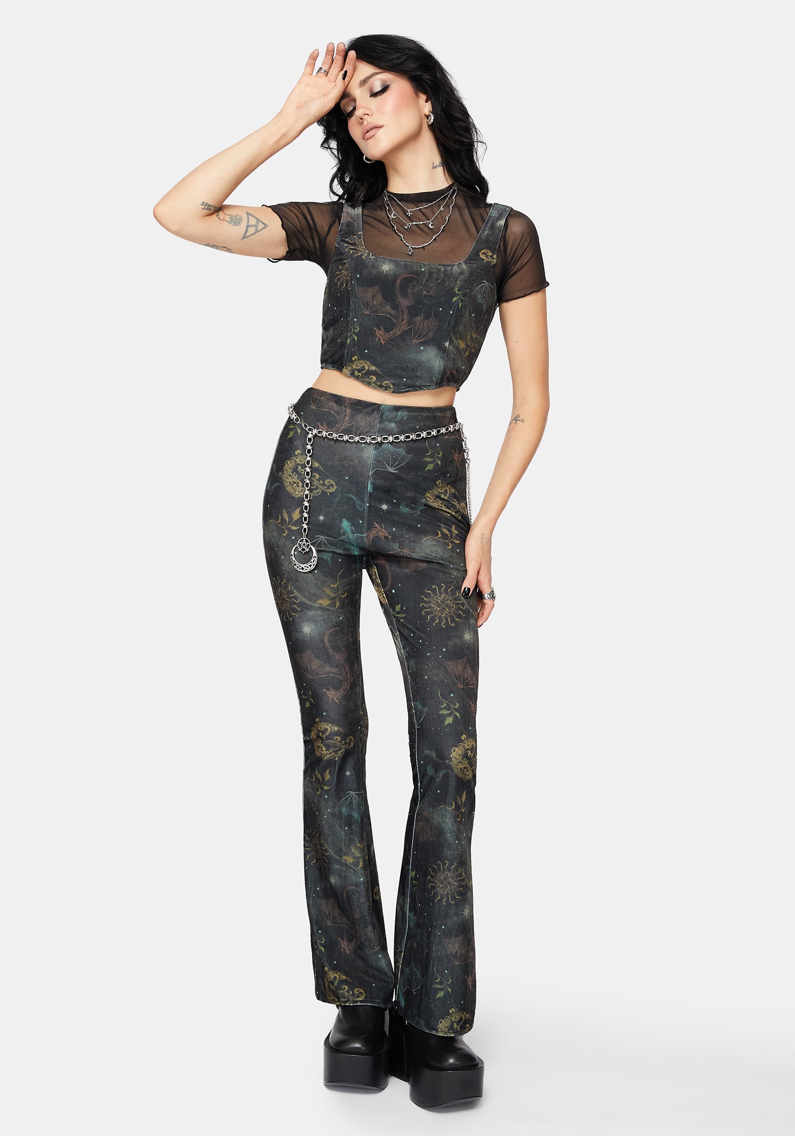 Phoenix Dragon Velour Corset